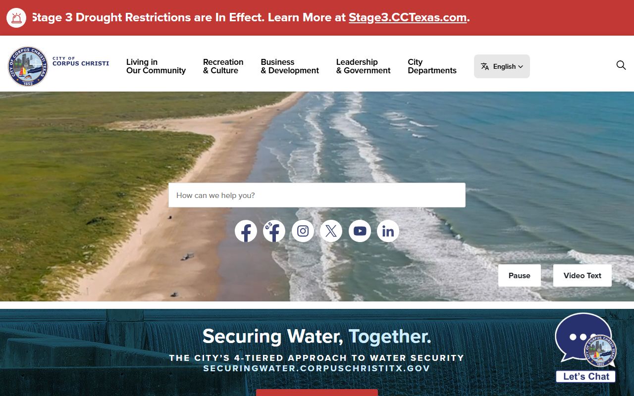Corpus Christi Police Department website showing public records access for Corpus Christi criminal records and incident reports