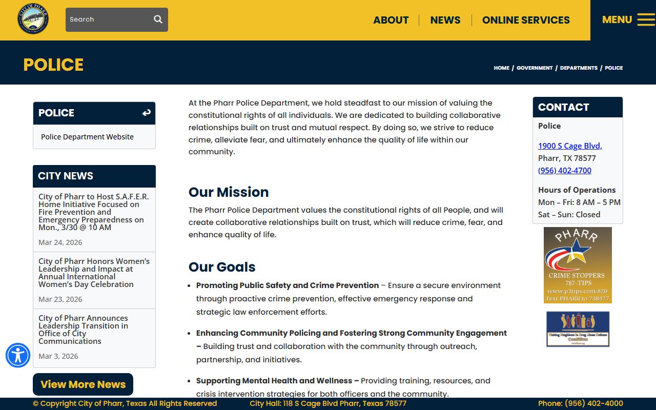 Pharr Police Department records for Pharr felony cases