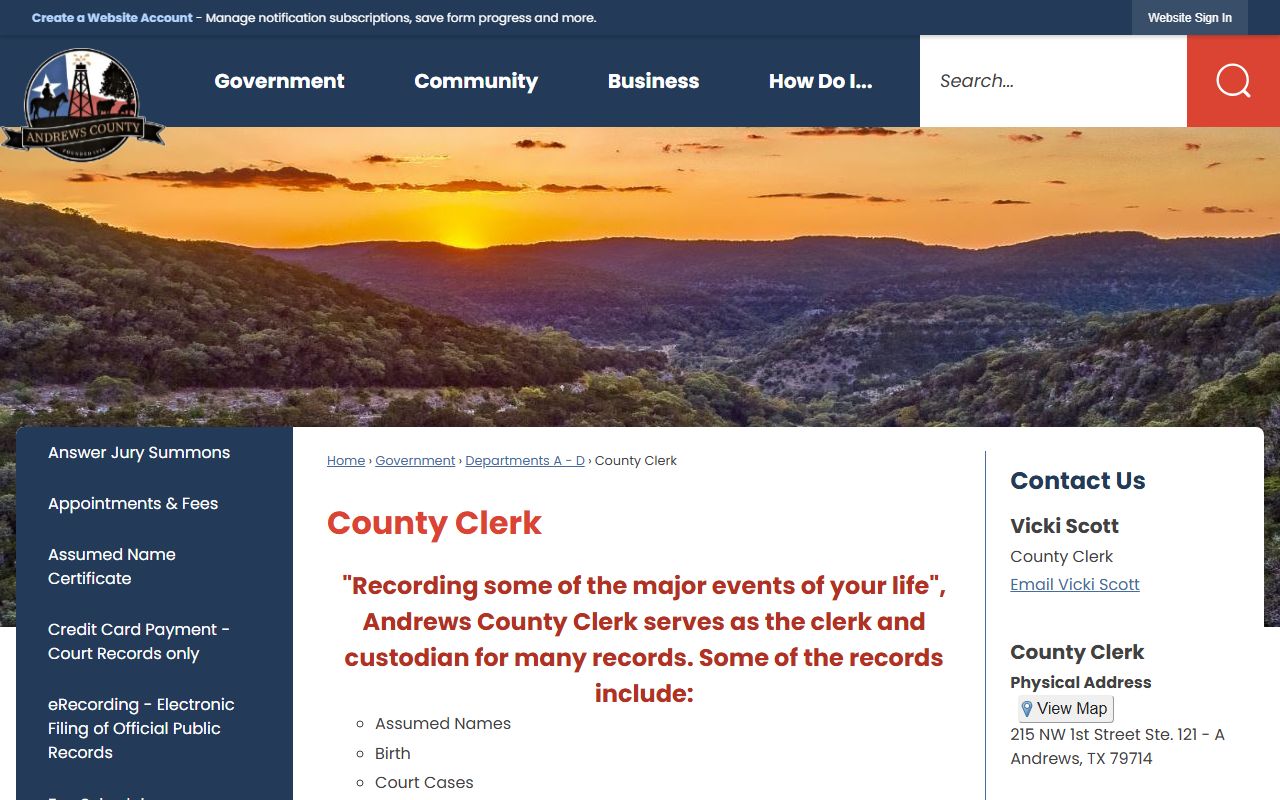 Andrews County District Clerk portal - Andrews County Felony Records