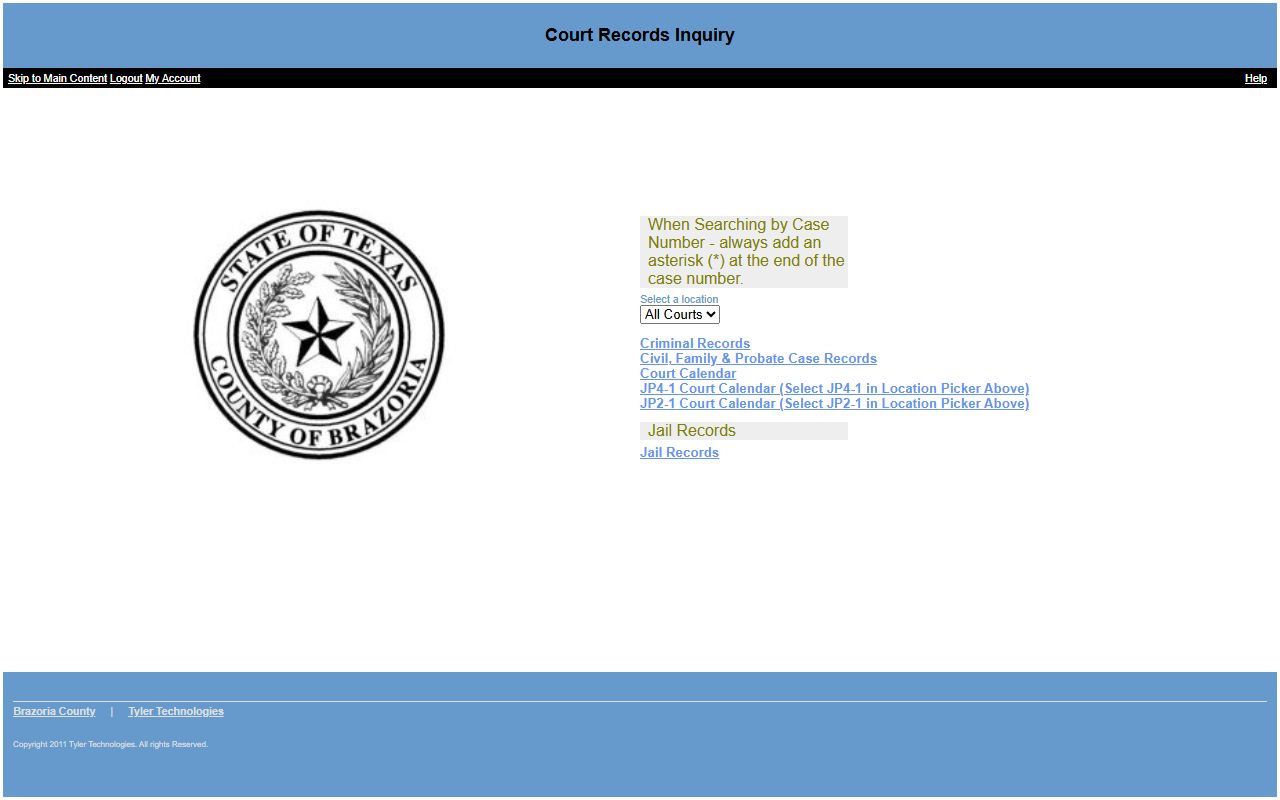 Brazoria County Court Records Portal - Tyler Technologies public access system