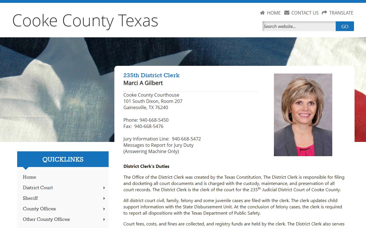 Cooke County District Clerk portal - Cooke County Felony Records