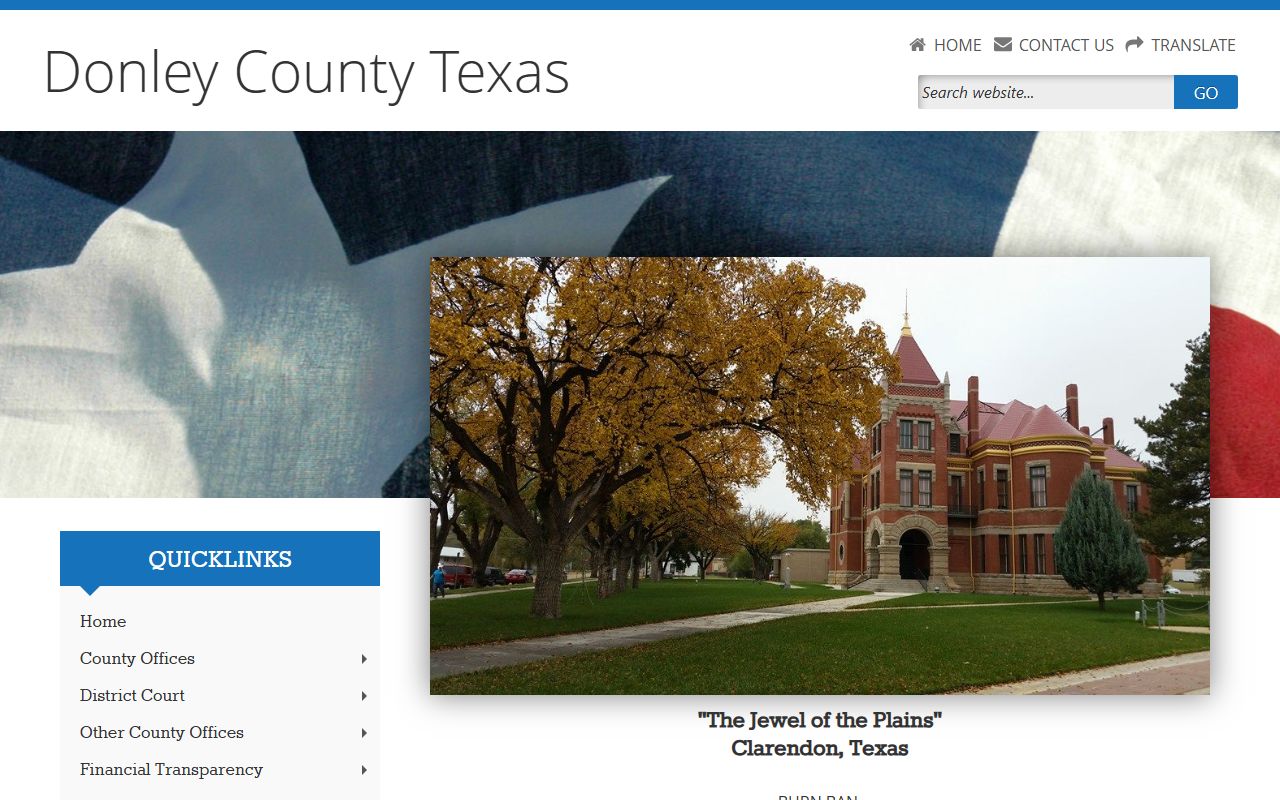 Donley County homepage with county government information and felony records resources