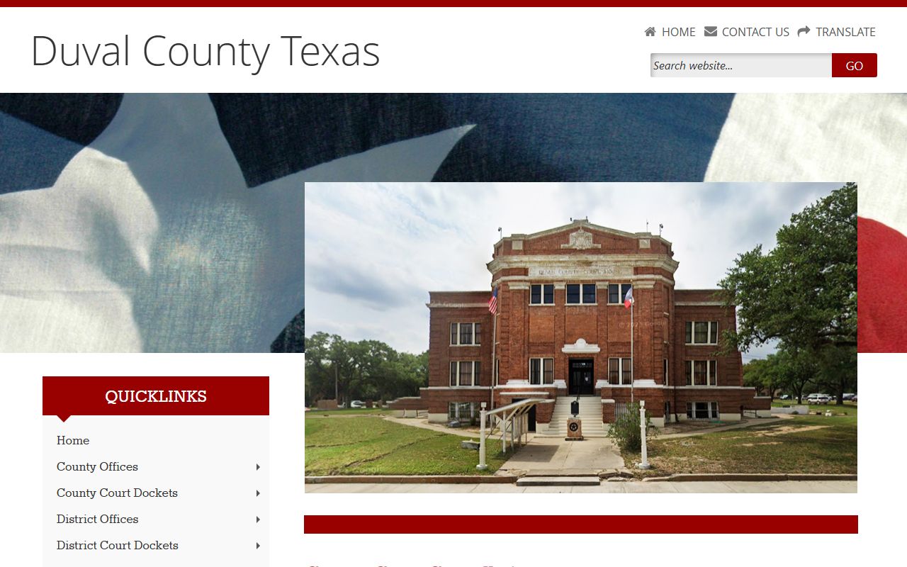 Duval County Texas official website showing county government resources for felony records