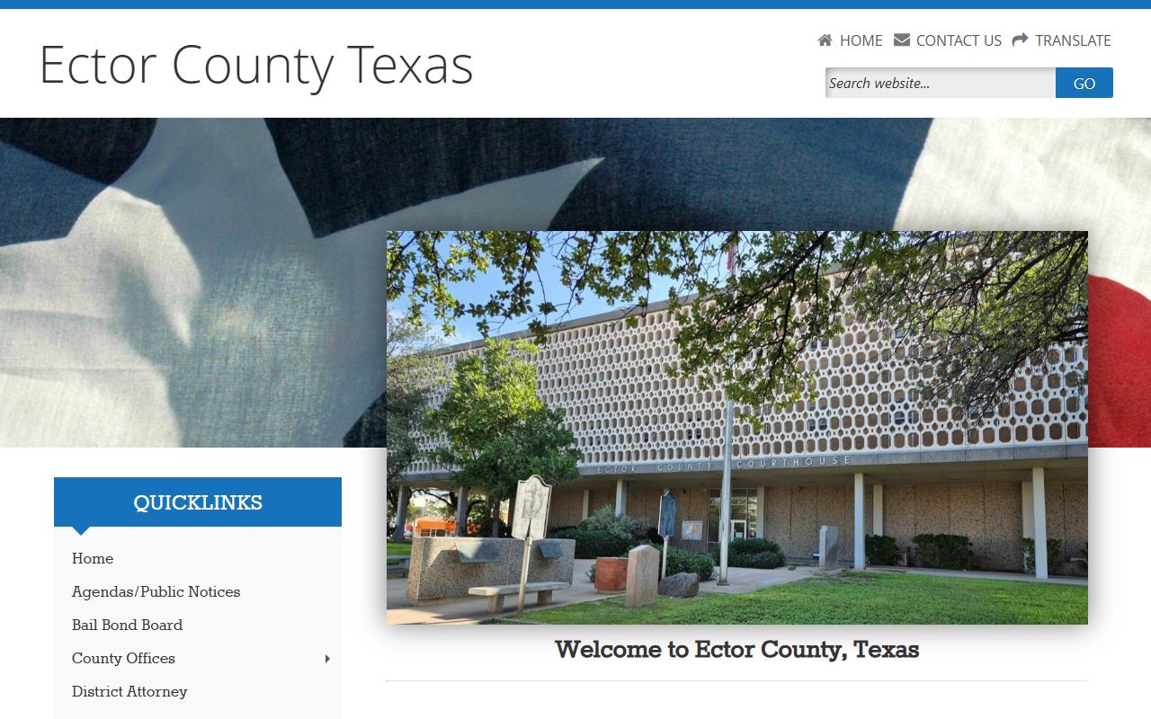 Ector County Texas website with government services and felony records information