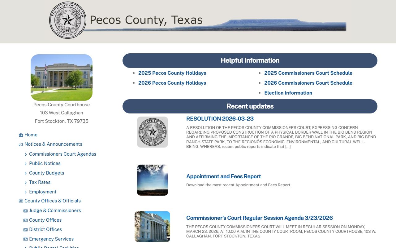 Pecos County homepage - Pecos County Felony Records