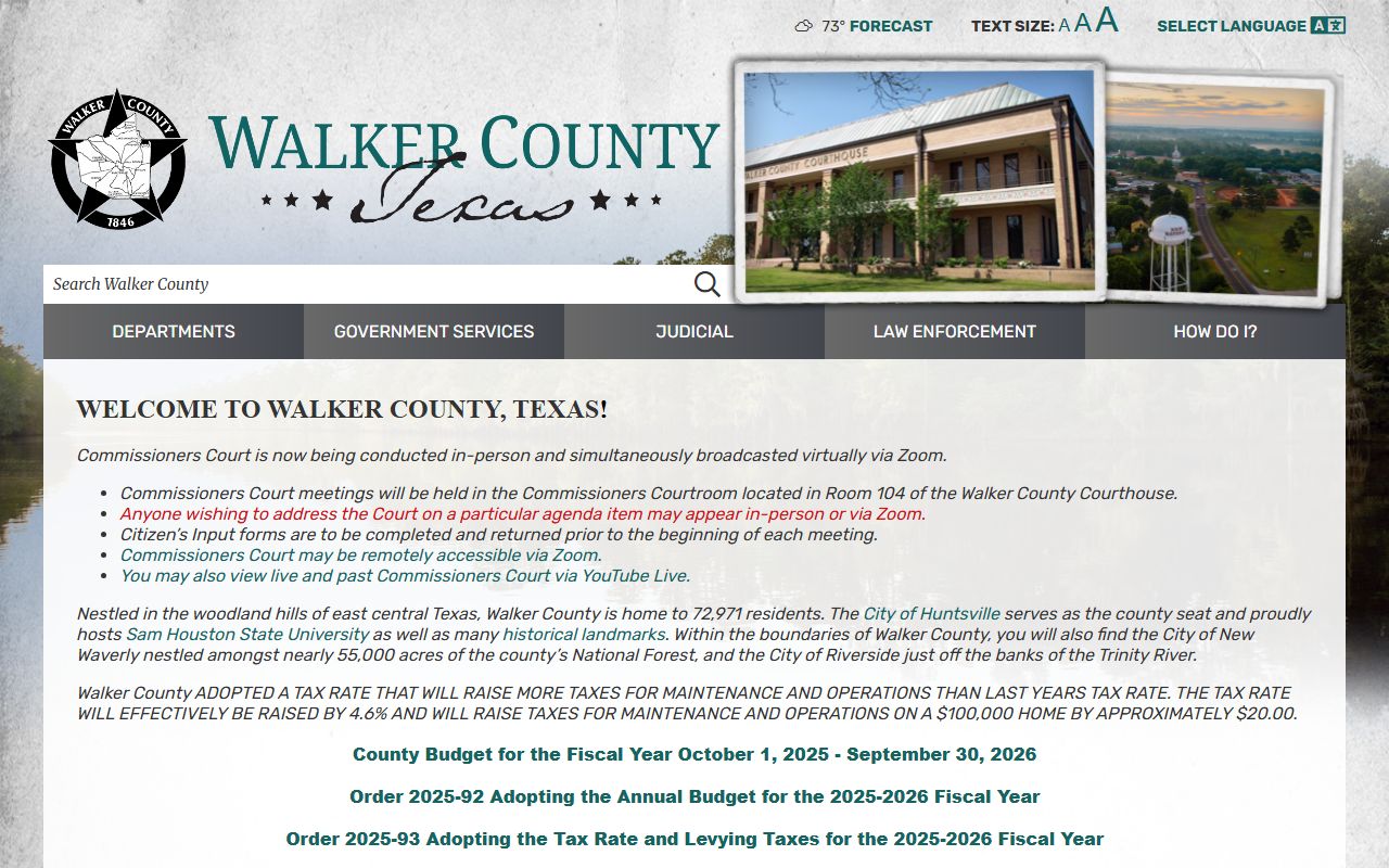 Walker County Texas official website homepage