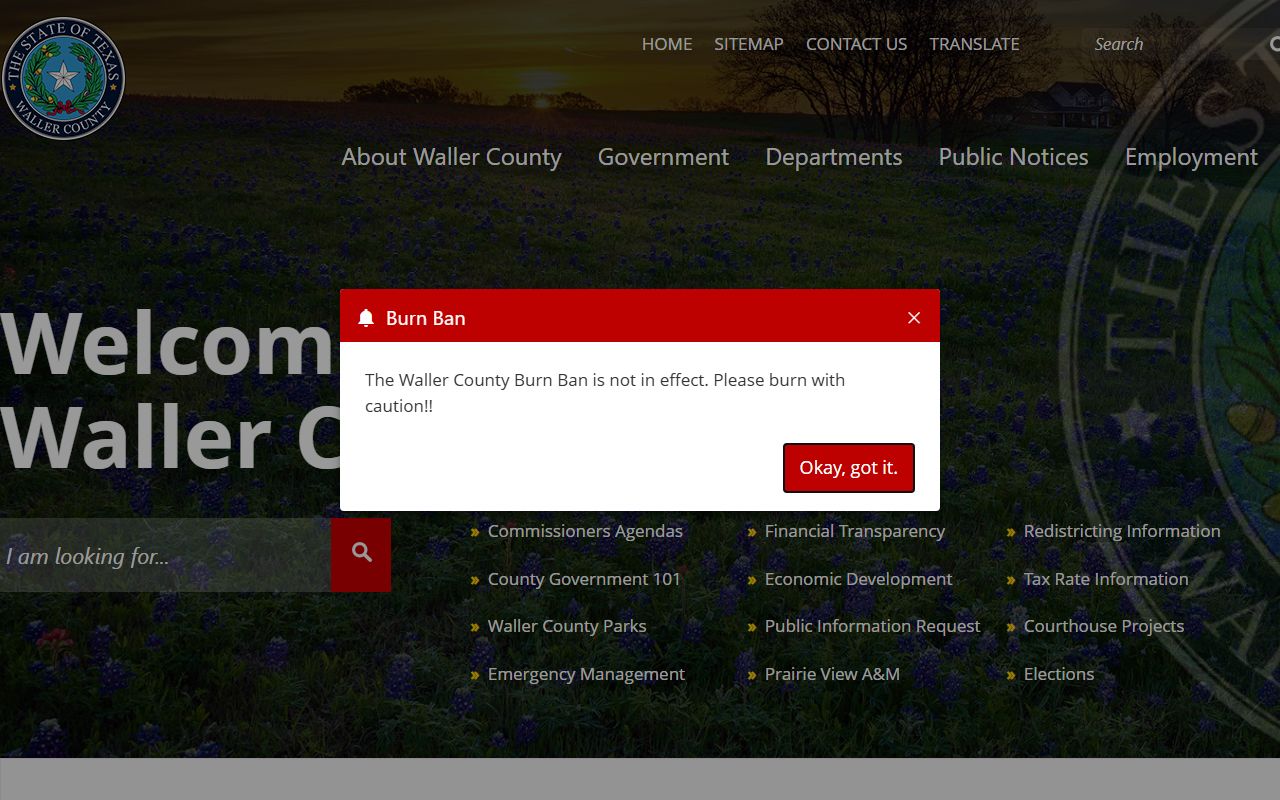 Waller County Texas official website homepage