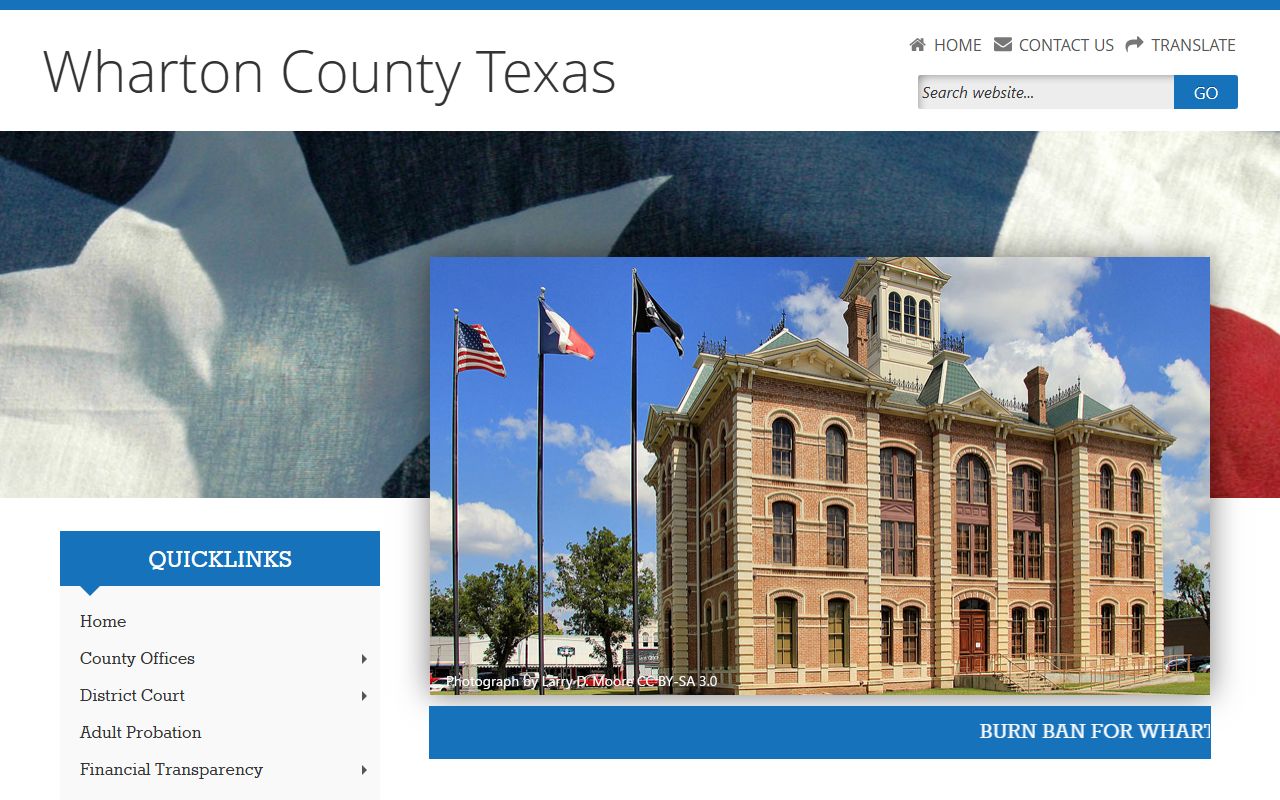 Wharton County Texas official website homepage