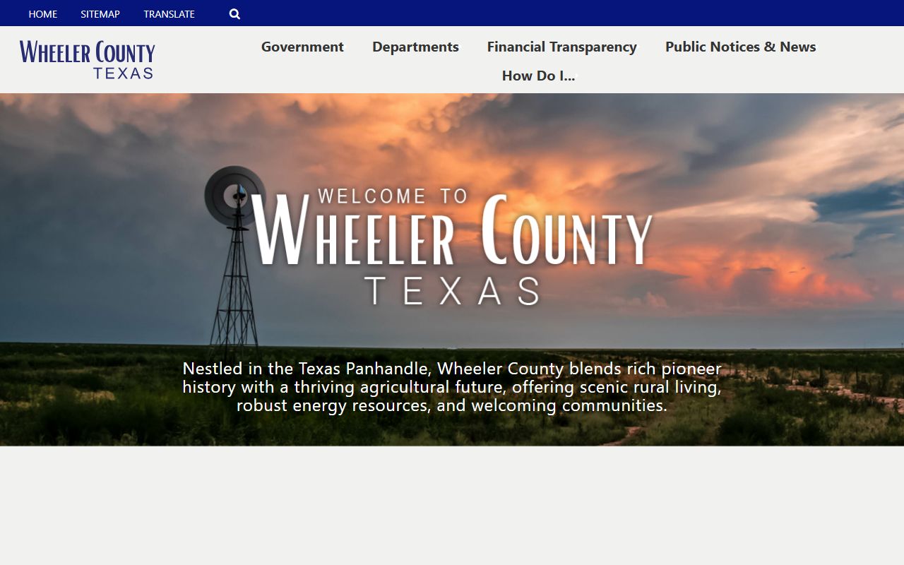 Wheeler County Texas official website homepage