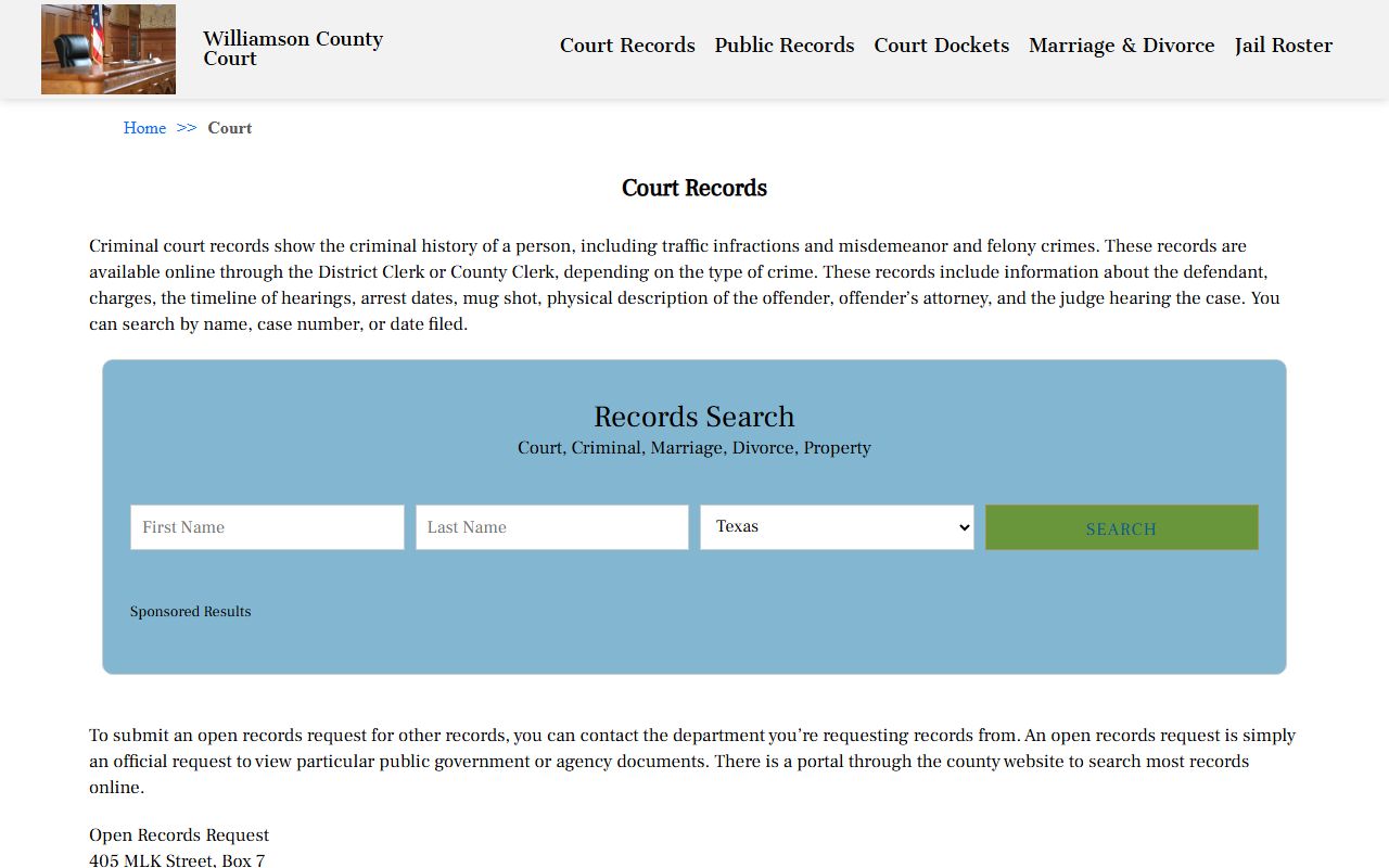 Williamson County court records portal