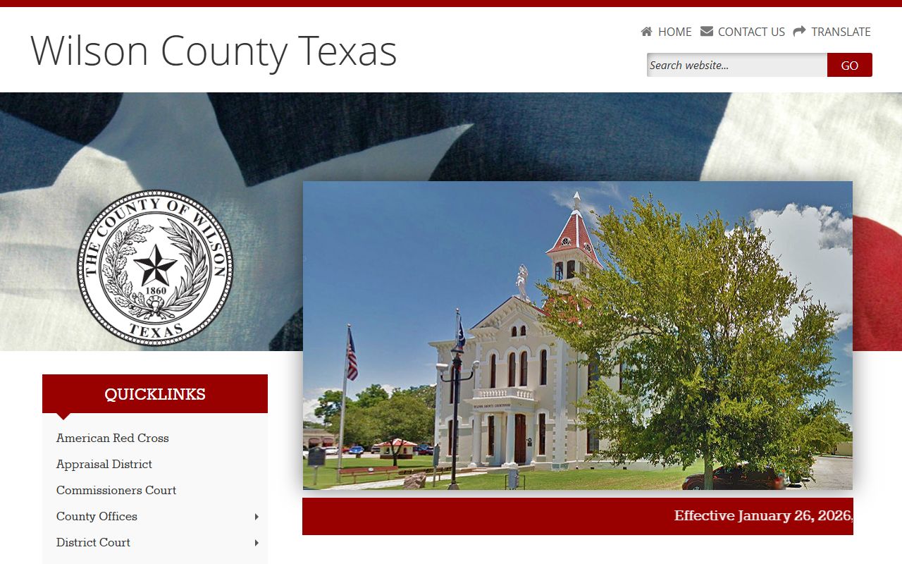Wilson County Texas official website homepage