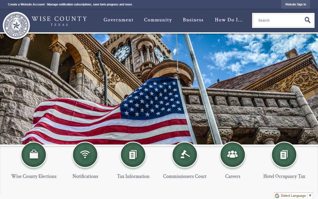 Wise County Texas official website homepage