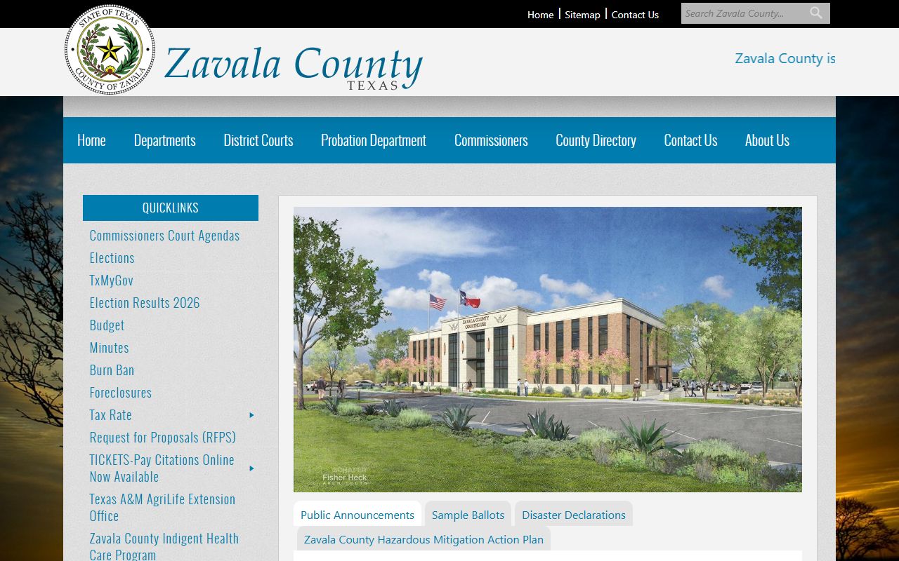 Zavala County Texas official website homepage