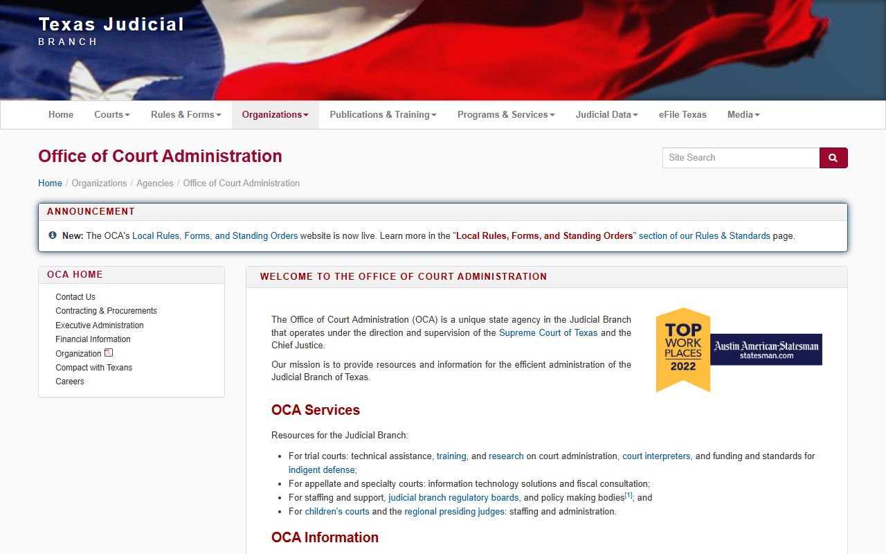 Texas Office of Court Administration - Texas Felony Records