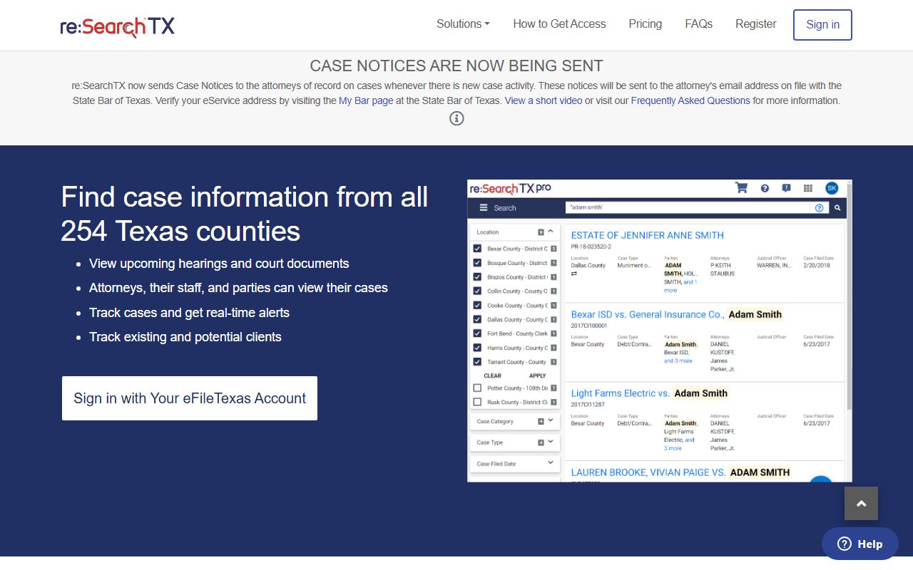 re:SearchTX Portal - Texas Felony Records